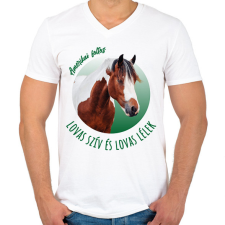 PRINTFASHION Lovas szív - Amerikai foltos - Férfi V-nyakú póló - Fehér férfi póló