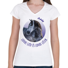 PRINTFASHION Lovas szív - Andalúz - Női V-nyakú póló - Fehér