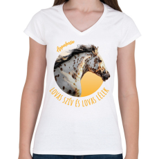PRINTFASHION Lovas szív - Appaloosa - Női V-nyakú póló - Fehér