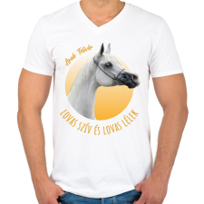 PRINTFASHION Lovas szív - Arab Telivér - Férfi V-nyakú póló - Fehér férfi póló