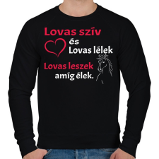PRINTFASHION Lovas szív és lovas lélek... - Férfi pulóver - Fekete férfi pulóver, kardigán