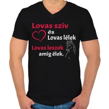 PRINTFASHION Lovas szív és lovas lélek... - Férfi V-nyakú póló - Fekete férfi póló