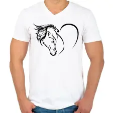 PRINTFASHION Lovas szív - Férfi V-nyakú póló - Fehér férfi póló