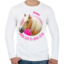 PRINTFASHION Lovas szív - Haflingi - Férfi hosszú ujjú póló - Fehér férfi póló