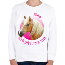 PRINTFASHION Lovas szív - Haflingi - Gyerek pulóver - Fehér