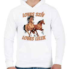 PRINTFASHION Lovas szív, lovas lélek - Férfi kapucnis pulóver - Fehér