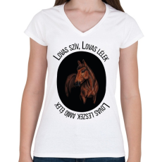 PRINTFASHION Lovas szív Lovas lélek - Női V-nyakú póló - Fehér