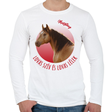 PRINTFASHION Lovas szív - Musztáng - Férfi hosszú ujjú póló - Fehér