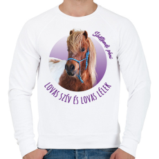 PRINTFASHION Lovas szív - Shetlandi póni - Férfi pulóver - Fehér
