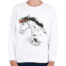 PRINTFASHION Lovas ugrás - Gyerek pulóver - Fehér