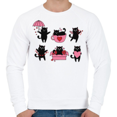 PRINTFASHION Love cats - Férfi pulóver - Fehér