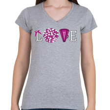 PRINTFASHION Love cheerleader - Női V-nyakú póló - Sport szürke női póló
