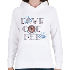 PRINTFASHION Love Coffee - Női kapucnis pulóver - Fehér női pulóver, kardigán