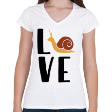 PRINTFASHION Love - csiga - Női V-nyakú póló - Fehér