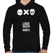 PRINTFASHION Love Death and Robots logo - Férfi kapucnis pulóver - Fekete férfi pulóver, kardigán