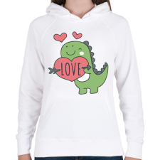 PRINTFASHION Love dínó - Női kapucnis pulóver - Fehér női pulóver, kardigán