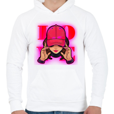PRINTFASHION Love  - Férfi kapucnis pulóver - Fehér férfi pulóver, kardigán