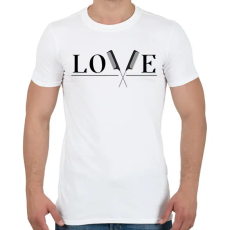 PRINTFASHION Love - Fodrász (blakc) - Férfi póló - Fehér