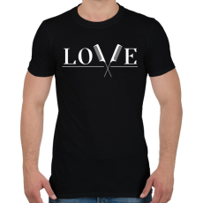 PRINTFASHION Love - Fodrász (white) - Férfi póló - Fekete