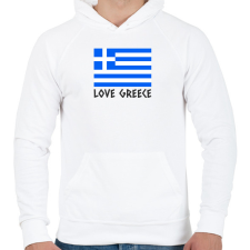 PRINTFASHION LOVE GREECE - Férfi kapucnis pulóver - Fehér férfi pulóver, kardigán