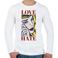 PRINTFASHION Love, Hate - Pop art - Férfi hosszú ujjú póló - Fehér férfi póló