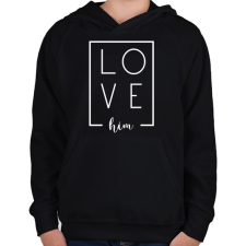 PRINTFASHION LOVE him páros 2 - Gyerek kapucnis pulóver - Fekete gyerek pulóver, kardigán