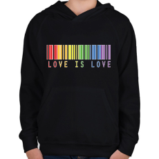 PRINTFASHION Love is love - Gyerek kapucnis pulóver - Fekete