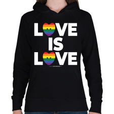 PRINTFASHION LOVE IS LOVE - humanista - LMBT / LMBTQI (127) - Női kapucnis pulóver - Fekete női pulóver, kardigán
