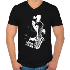 PRINTFASHION Love Jazz - Férfi V-nyakú póló - Fekete férfi póló