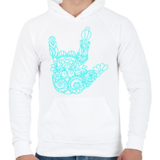 PRINTFASHION Love jel - Férfi kapucnis pulóver - Fehér férfi pulóver, kardigán