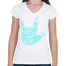 PRINTFASHION Love jel - Női V-nyakú póló - Fehér