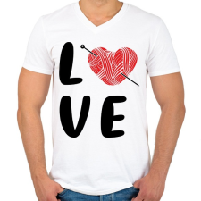 PRINTFASHION LOVE - Kötés,horgolás - Férfi V-nyakú póló - Fehér férfi póló