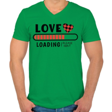 PRINTFASHION Love loading - Férfi V-nyakú póló - Zöld férfi póló