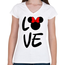 PRINTFASHION Love Minnie - Női V-nyakú póló - Fehér