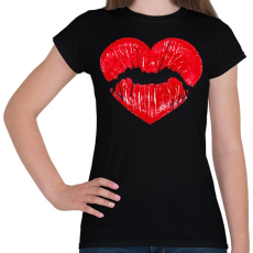 PRINTFASHION Love Mouth Kiss - Női póló - Fekete