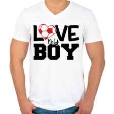PRINTFASHION Love my boy - Férfi V-nyakú póló - Fehér férfi póló