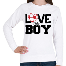 PRINTFASHION Love my boy - Női pulóver - Fehér női pulóver, kardigán