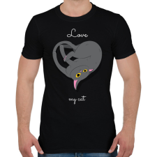 PRINTFASHION love my cat - Férfi póló - Fekete férfi póló