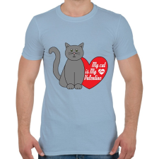 PRINTFASHION Love my cat - Férfi póló - Világoskék férfi póló