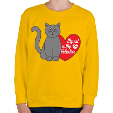 PRINTFASHION Love my cat - Gyerek pulóver - Sárga
