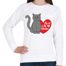 PRINTFASHION Love my cat - Női pulóver - Fehér női pulóver, kardigán