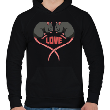 PRINTFASHION Love - Patkány - Férfi kapucnis pulóver - Fekete férfi pulóver, kardigán