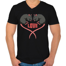 PRINTFASHION Love - Patkány - Férfi V-nyakú póló - Fekete férfi póló