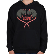 PRINTFASHION Love - Patkány - Gyerek kapucnis pulóver - Fekete