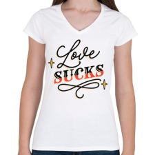 PRINTFASHION Love sucks - Női V-nyakú póló - Fehér női póló