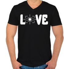 PRINTFASHION Love szemvizsgálat  - Férfi V-nyakú póló - Fekete férfi póló