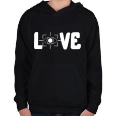 PRINTFASHION Love szemvizsgálat  - Gyerek kapucnis pulóver - Fekete