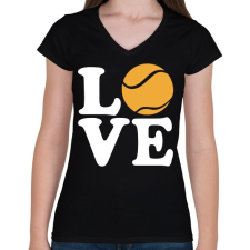 PRINTFASHION Love Tennis - Női V-nyakú póló - Fekete női póló