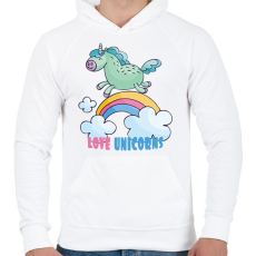 PRINTFASHION Love Unicorns - Férfi kapucnis pulóver - Fehér