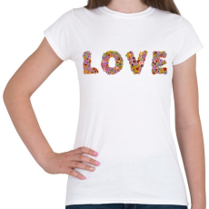 PRINTFASHION LOVE virág - Női póló - Fehér